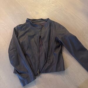 Theory Chocolate Brown Leather Jacket sz M